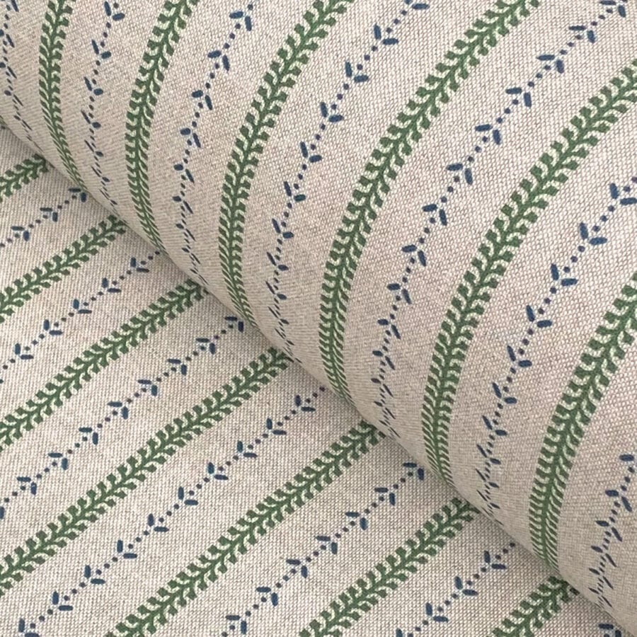 Maya Stripe Natural - Leaf Green and Indigo