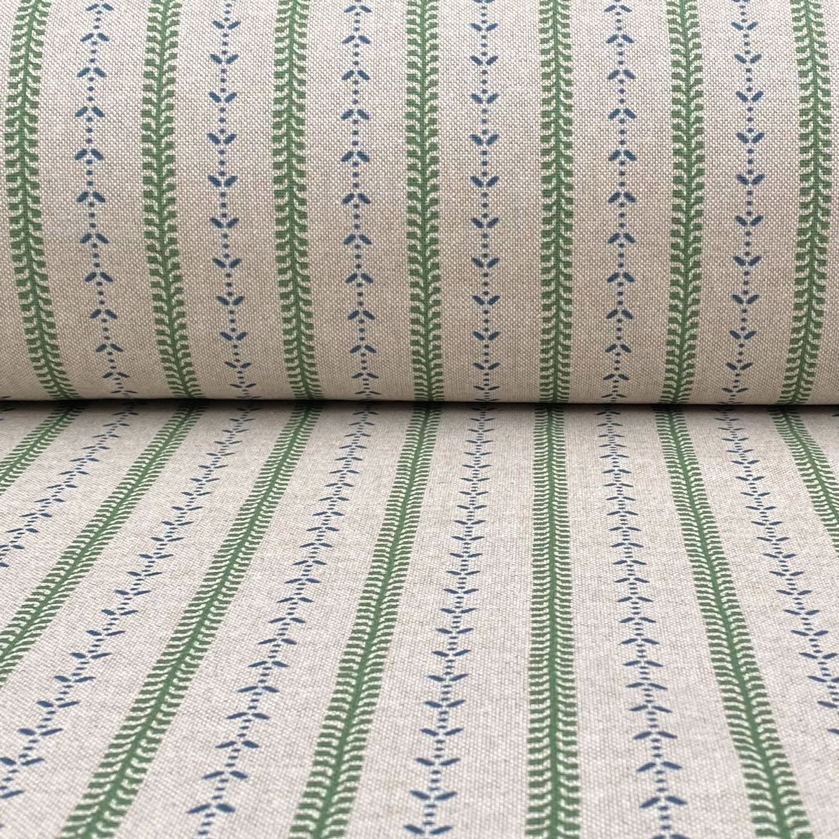 Maya Stripe Natural - Leaf Green and Indigo - Image 3