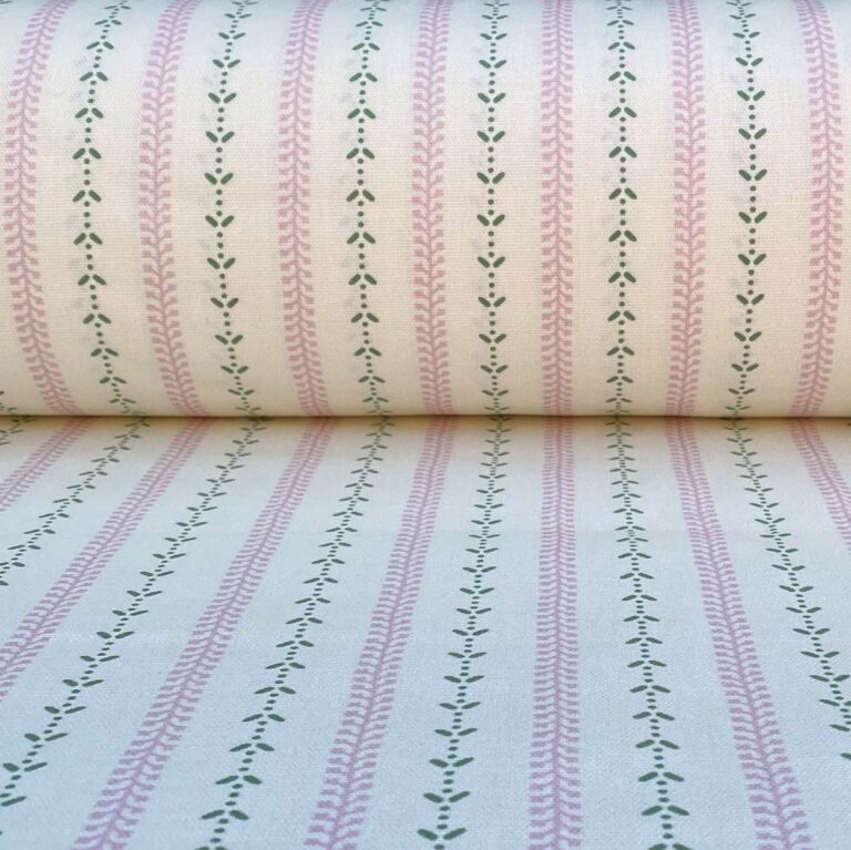 Maya Stripe Ivory - Pink and Leaf Green - Image 3
