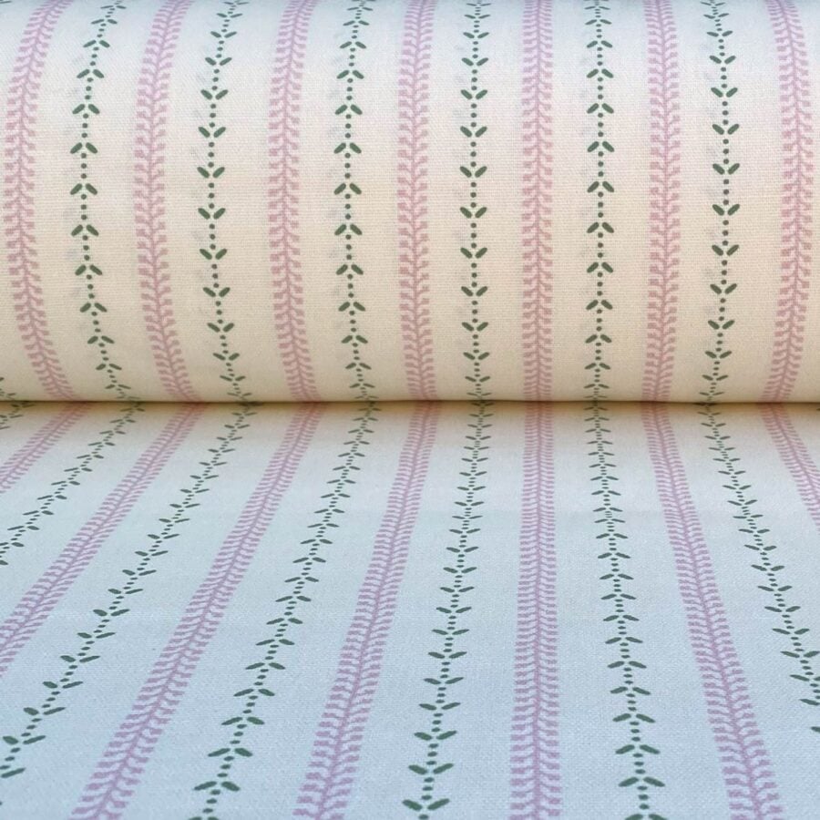 Maya Stripe Ivory - Pink and Leaf Green - Image 3