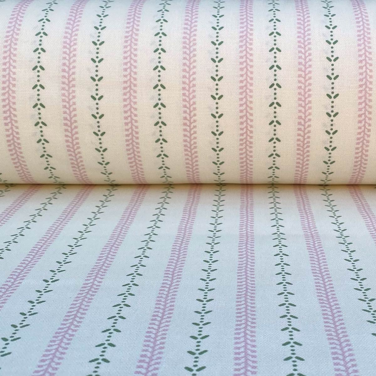 Maya Stripe Ivory - Pink and Leaf Green - Image 3