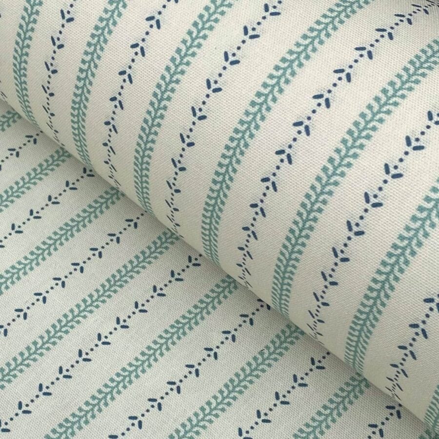 Maya Stripe Ivory - Seagreen and Indigo