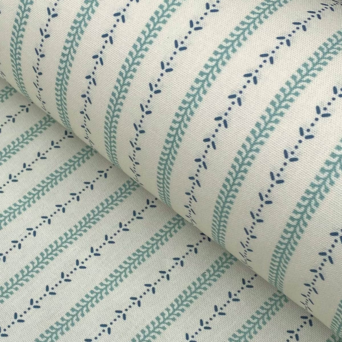 Maya Stripe Ivory - Seagreen and Indigo - Image 1