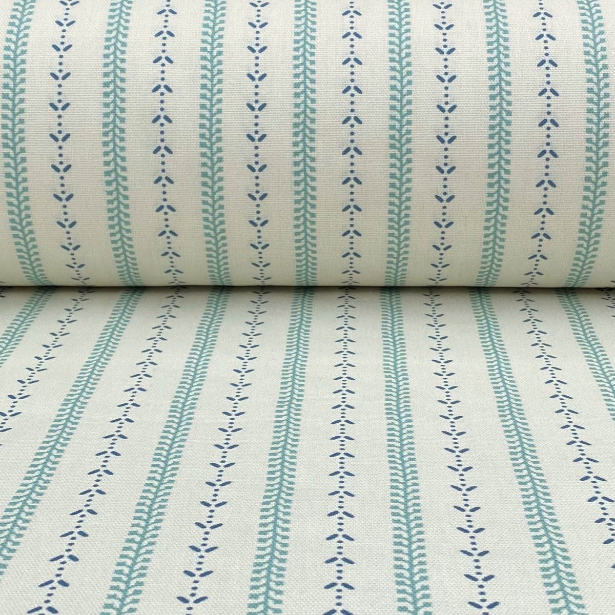 Maya Stripe Ivory - Seagreen and Indigo - Image 3