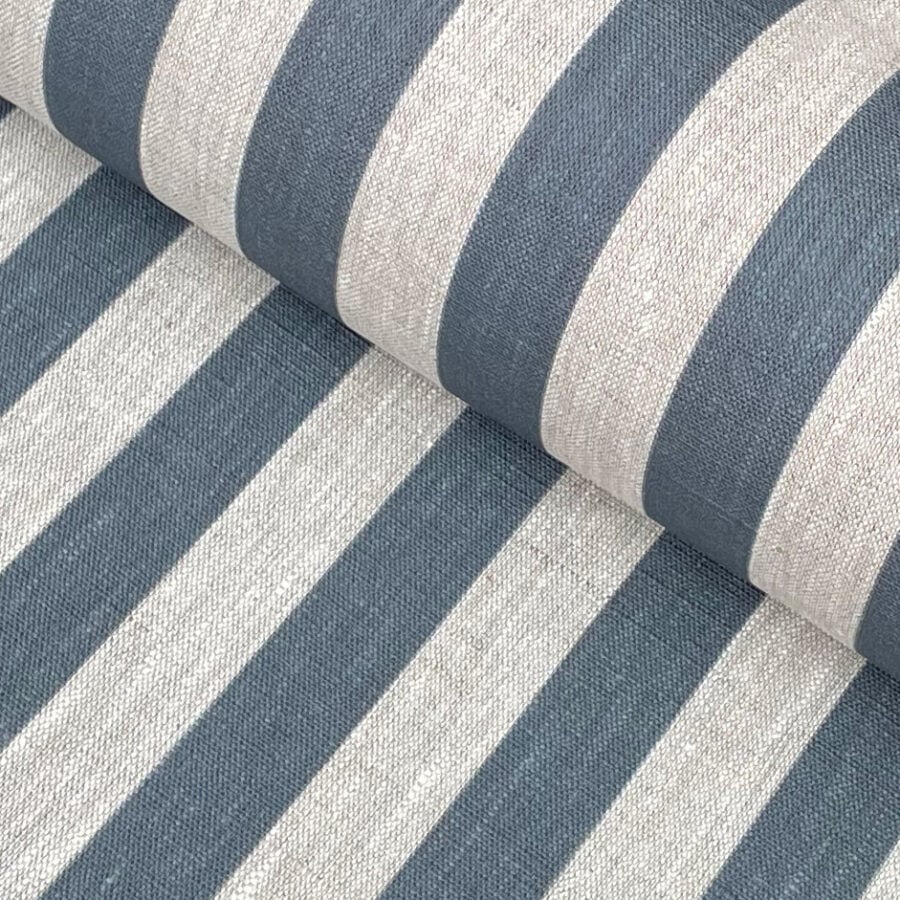 Beta Linen Stripe - Mid Blue