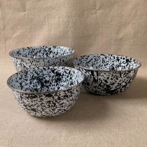 Enamelware Mixing Bowls - Black and White - Image 1