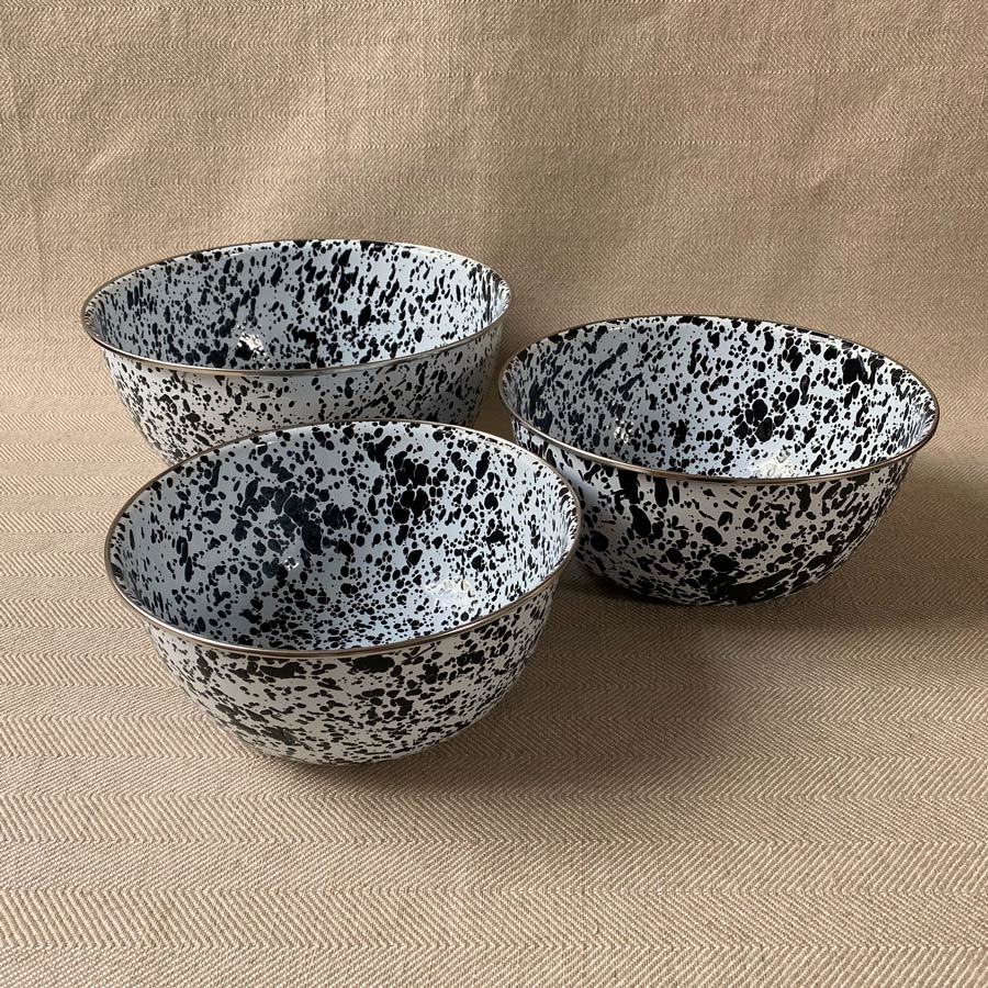 Enamelware Mixing Bowls - Black and White - Image 2