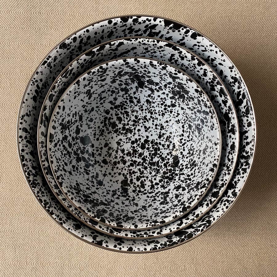 Enamelware Mixing Bowls - Black and White - Image 4