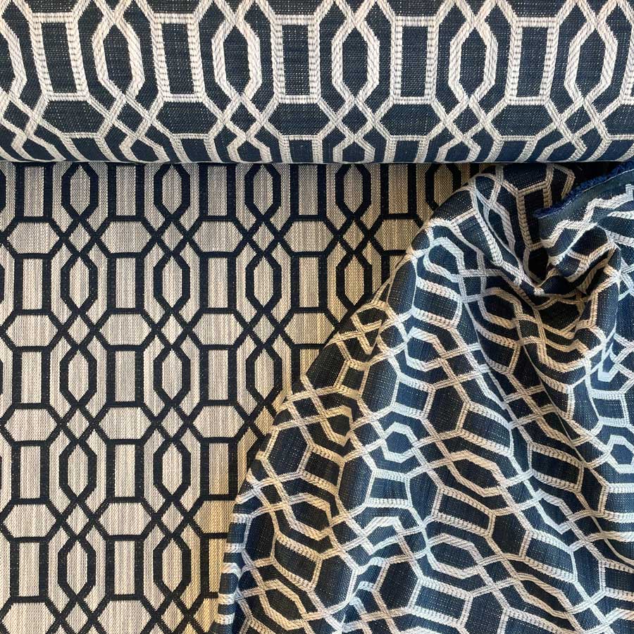 Upholstery Fabric Lattice - Navy - Image 2