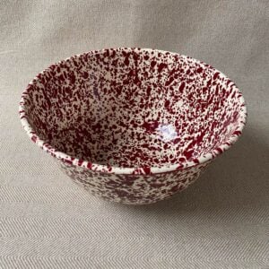 Enamelware Large Salad Bowl - Burgundy and Cream - Image 2