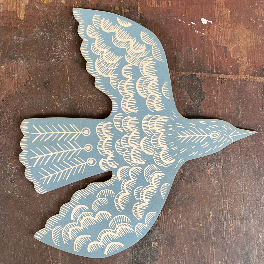 Wall Mounted Wooden Bird Decoration