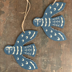Hanging Wooden Owl Decorations - Midnight Blue - Image 4