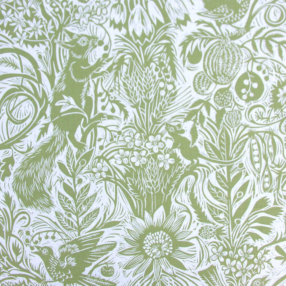 Mark Hearld Squirrel and Sunflower - Olive Green - Image 2