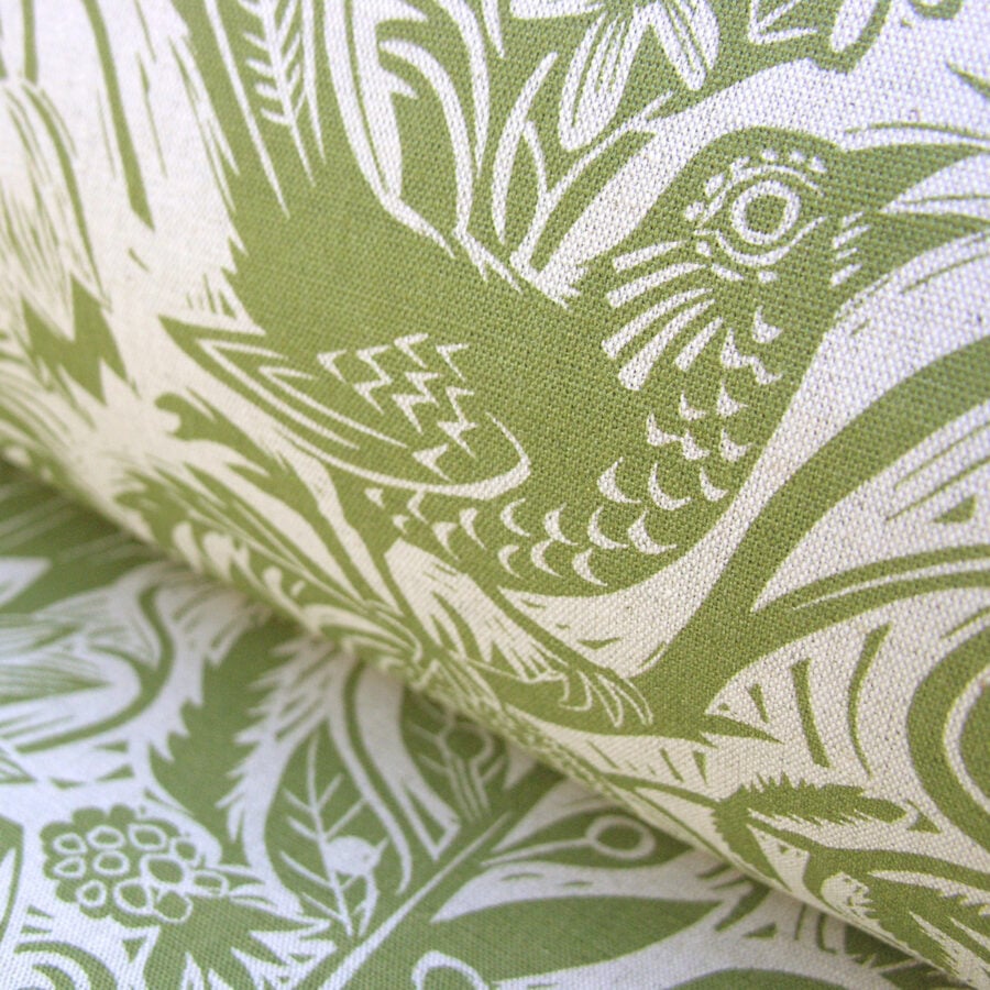 Mark Hearld Squirrel and Sunflower - Olive Green - Image 1
