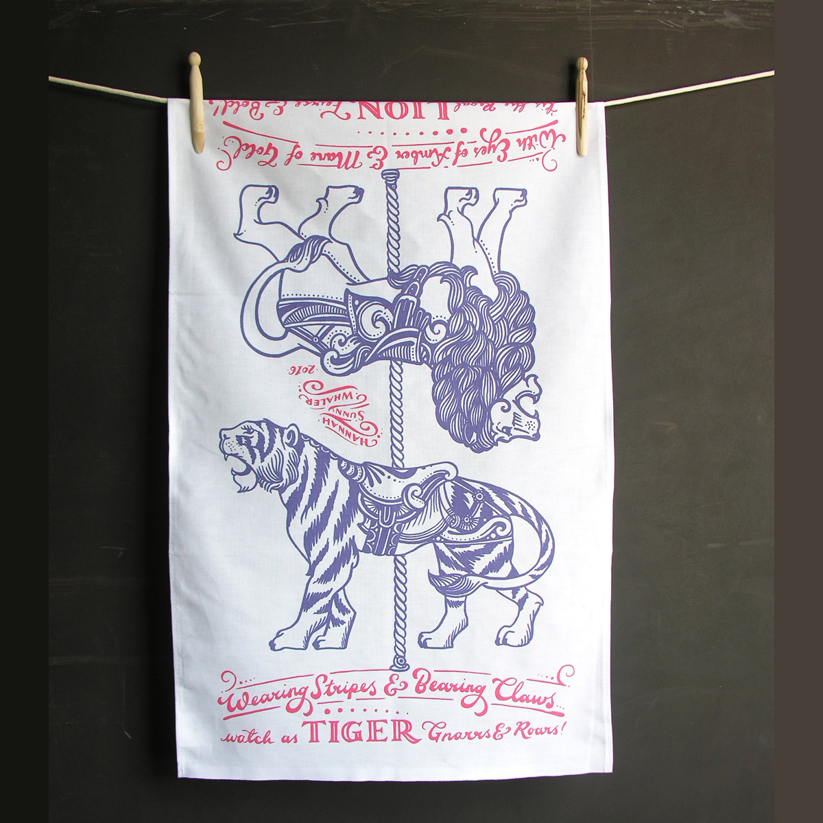 Printed Cotton Teatowel - Big Cats - Image 2