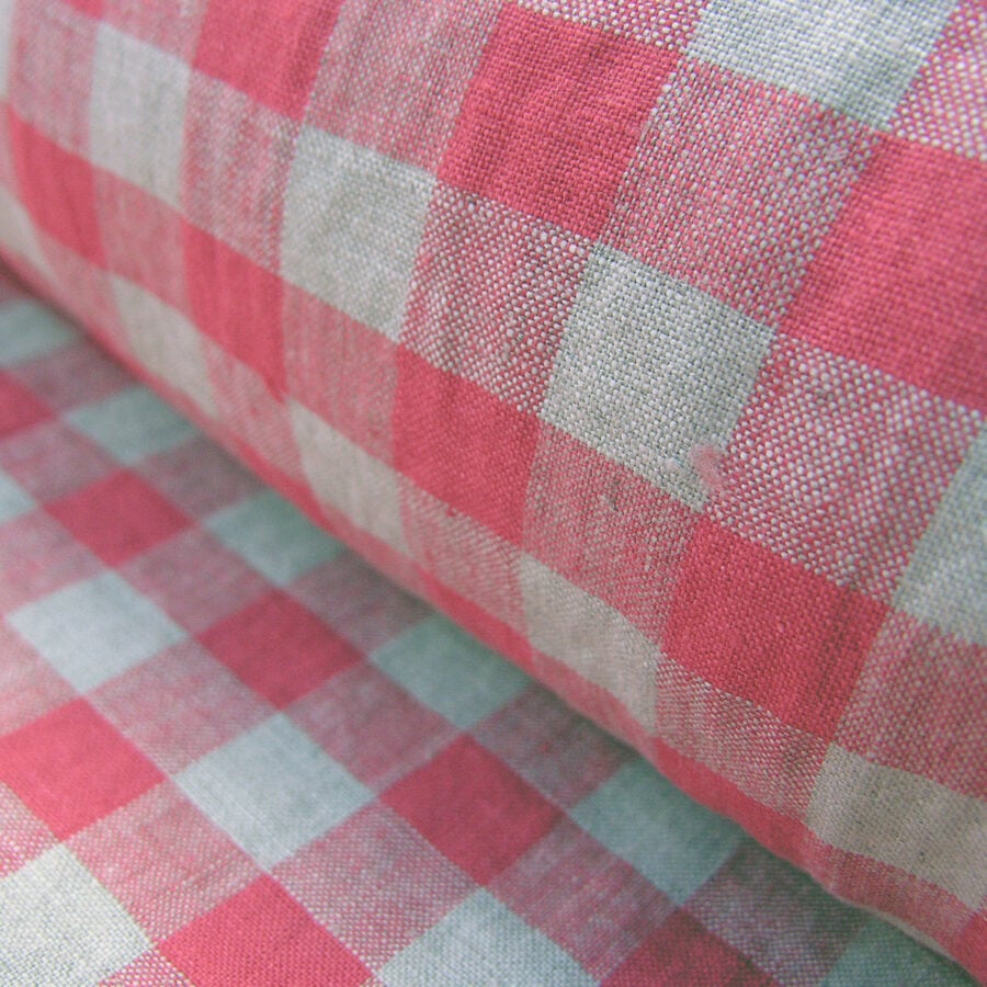 Washed Linen Check Rhubarb - Image 1