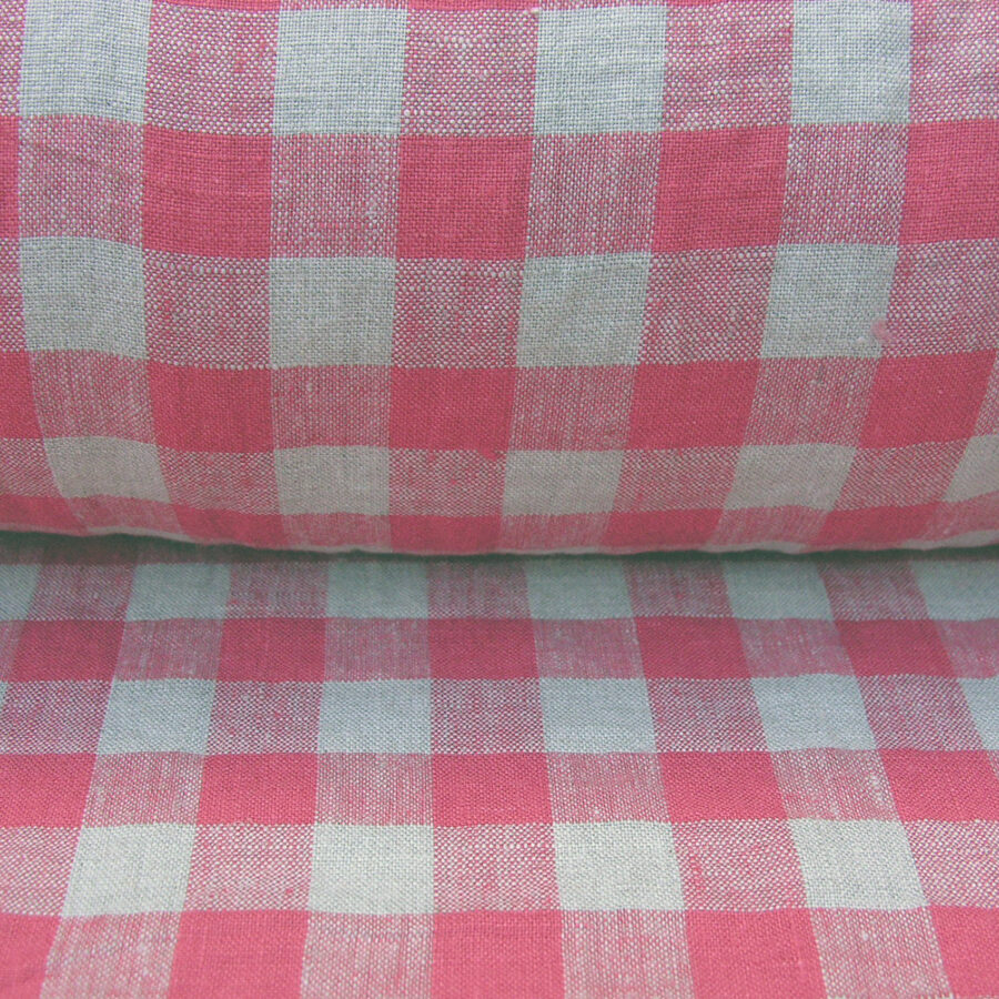 Washed Linen Check Rhubarb - Image 3