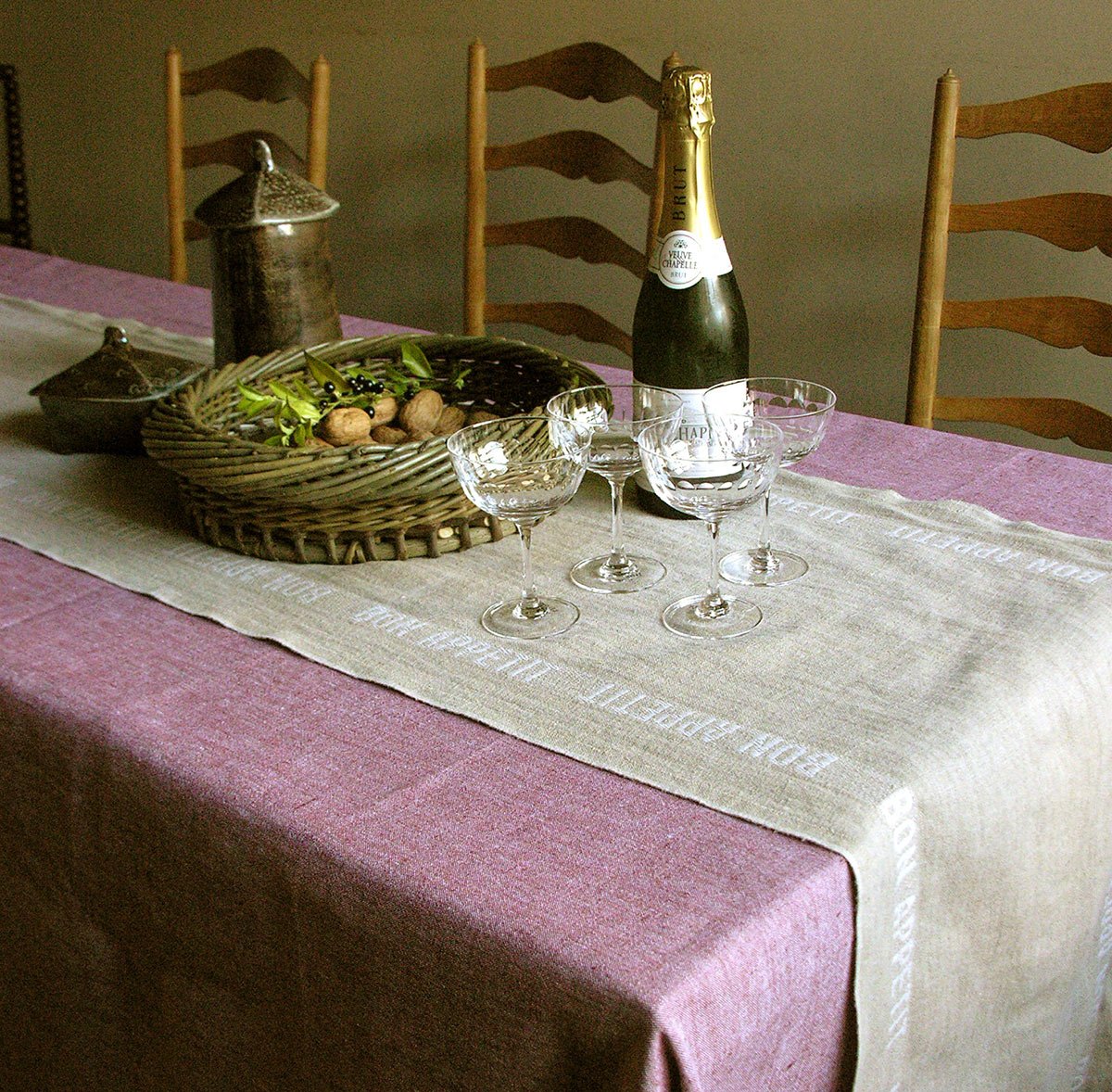 Bon Appetit Table Runner White Lettering - Image 1