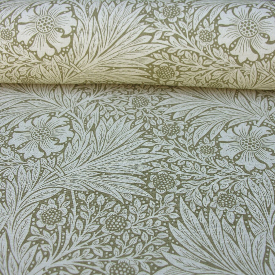 William Morris Marigold - Olive and Linen - Image 3