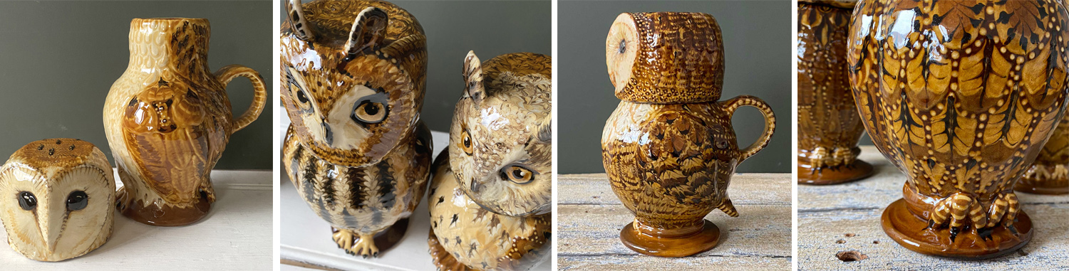 Carole Glover Slipware Owl Jug Tinsmiths 