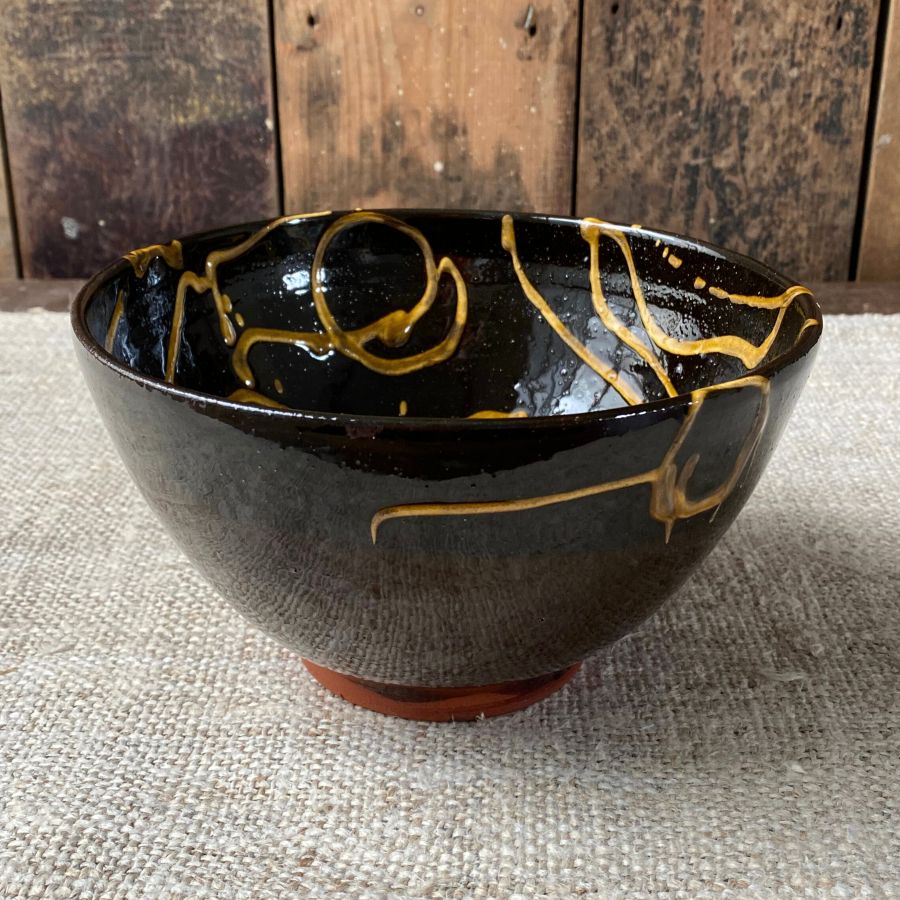 Erica Taylor Low Deep Footed Bowl - Black ETD3