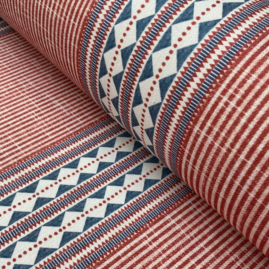 Extra Wide Aztec Stripe - Red Indigo