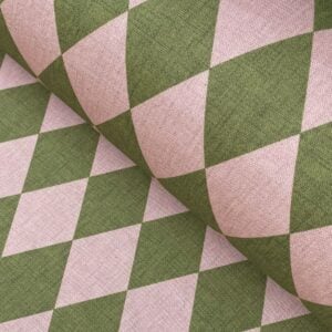 Harlequin fabric, A bold harlequin-style design in a pink & green
