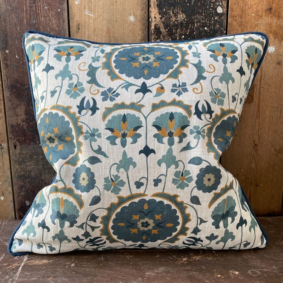 Karabair Cushion  - Teal, Ink & Ochre