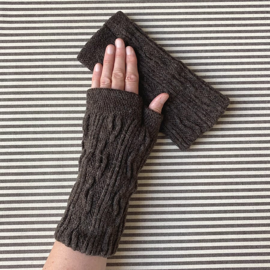 Wool Mitts - Brown