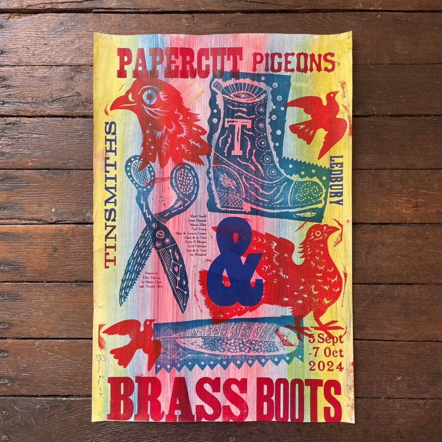 Paper Cut Pigeons & Brass Boots Poster - No.27