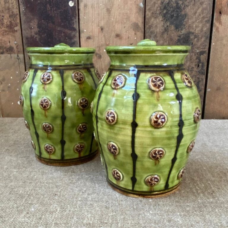 Slipware lidded jar by paul young