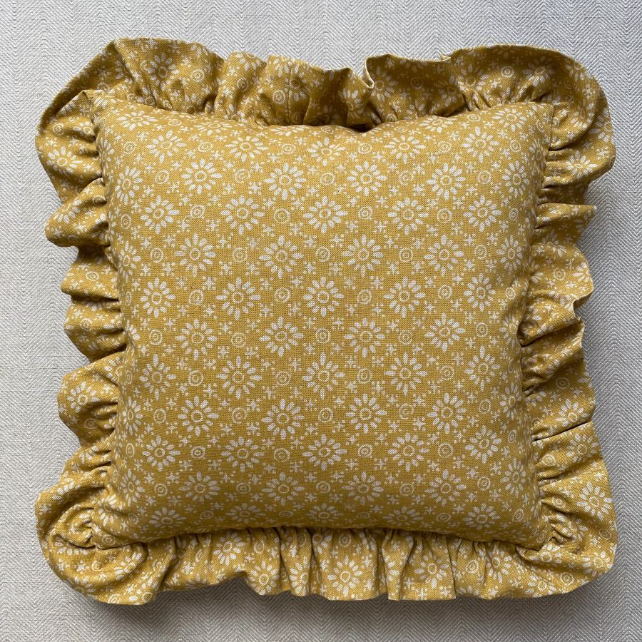 Daisy Ruffle Cushion - Mustard - Image 3