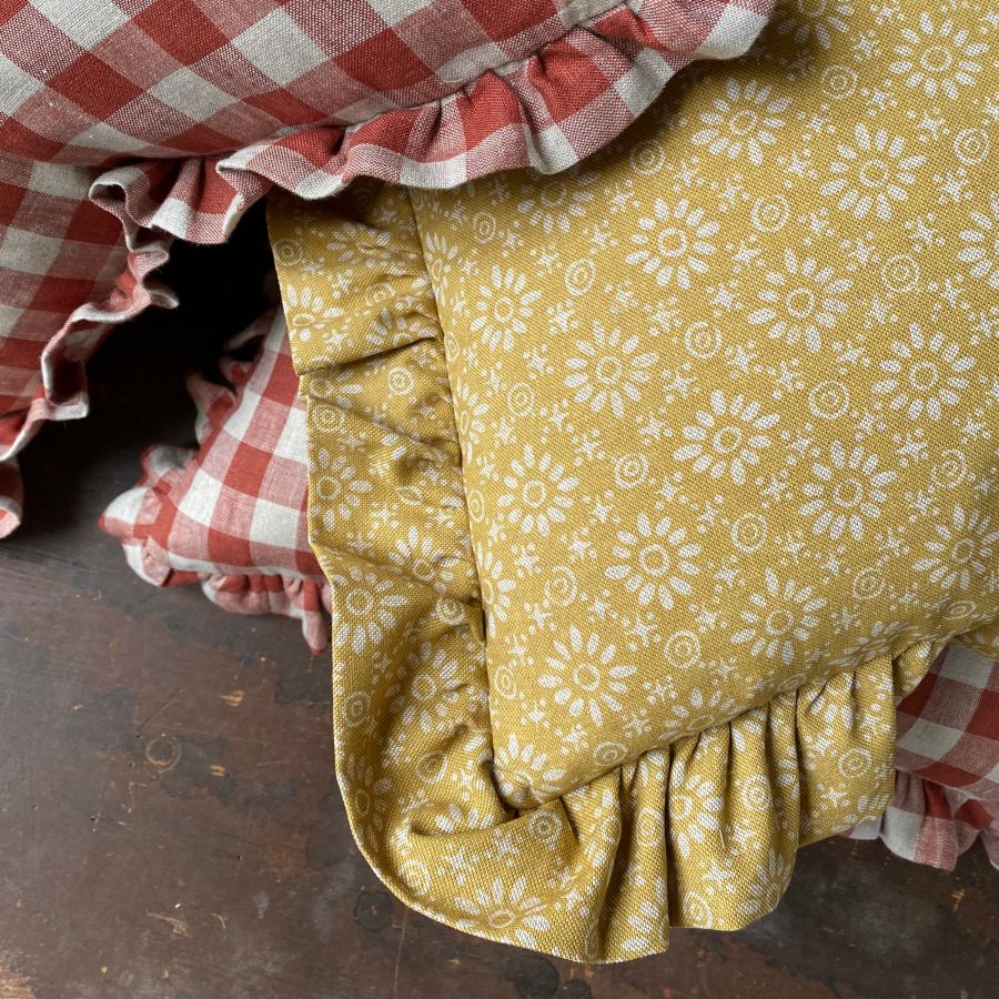 Daisy Ruffle Cushion - Mustard - Image 5