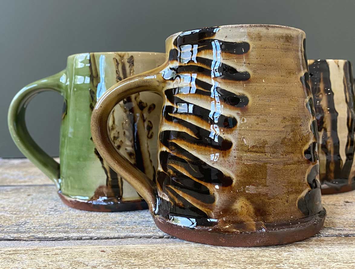 Russell Kingston handthrown mugs Tinsmiths