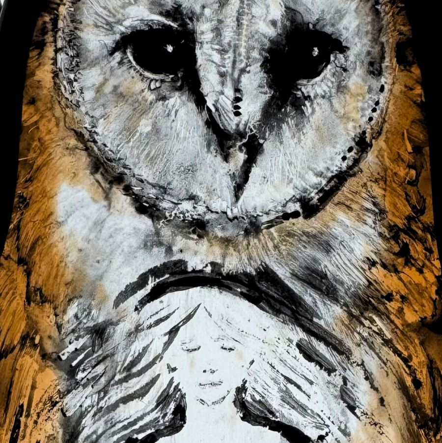 Tamsin Abbott Stained Glass - The Owl Woman (Study)