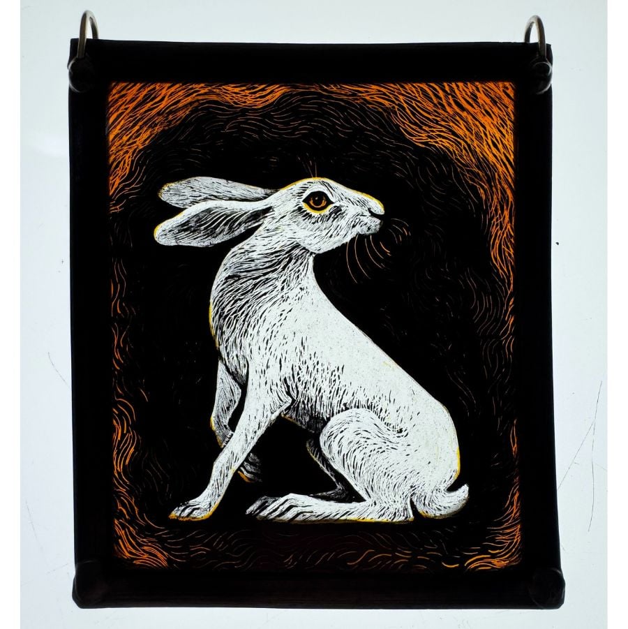 Tamsin Abbott Stained Glass - White Hare (Study) - Image 2