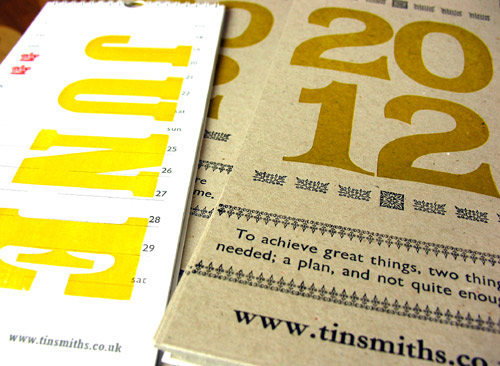 Letterpress calendar 2012