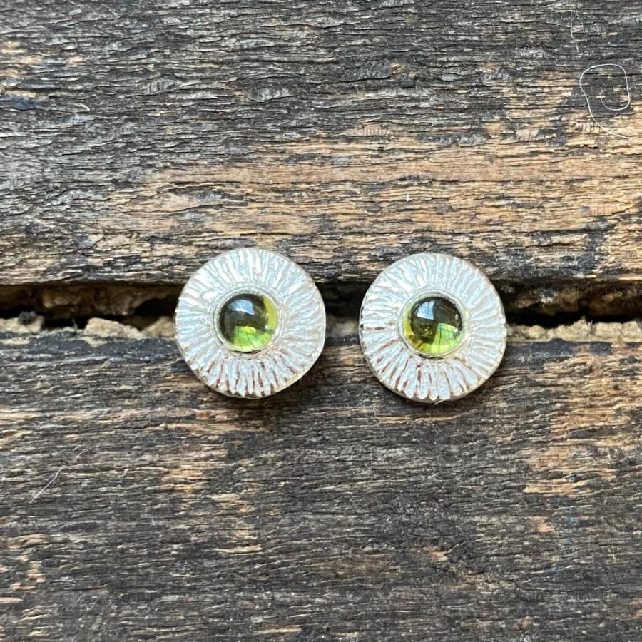 Silver peridot earrings