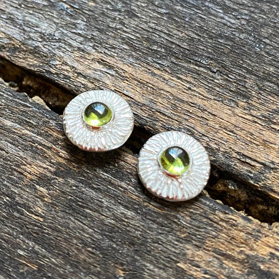 Silver peridot earrings