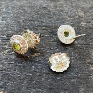 Silver Disc Earrings with Peridot centre CDLT9/9 - Image 2