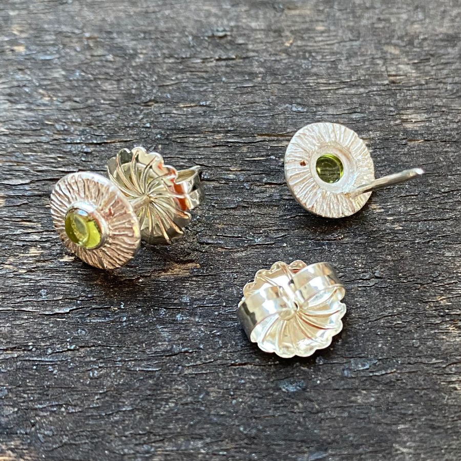 Silver Disc Earrings with Peridot centre CDLT9/9 - Image 2