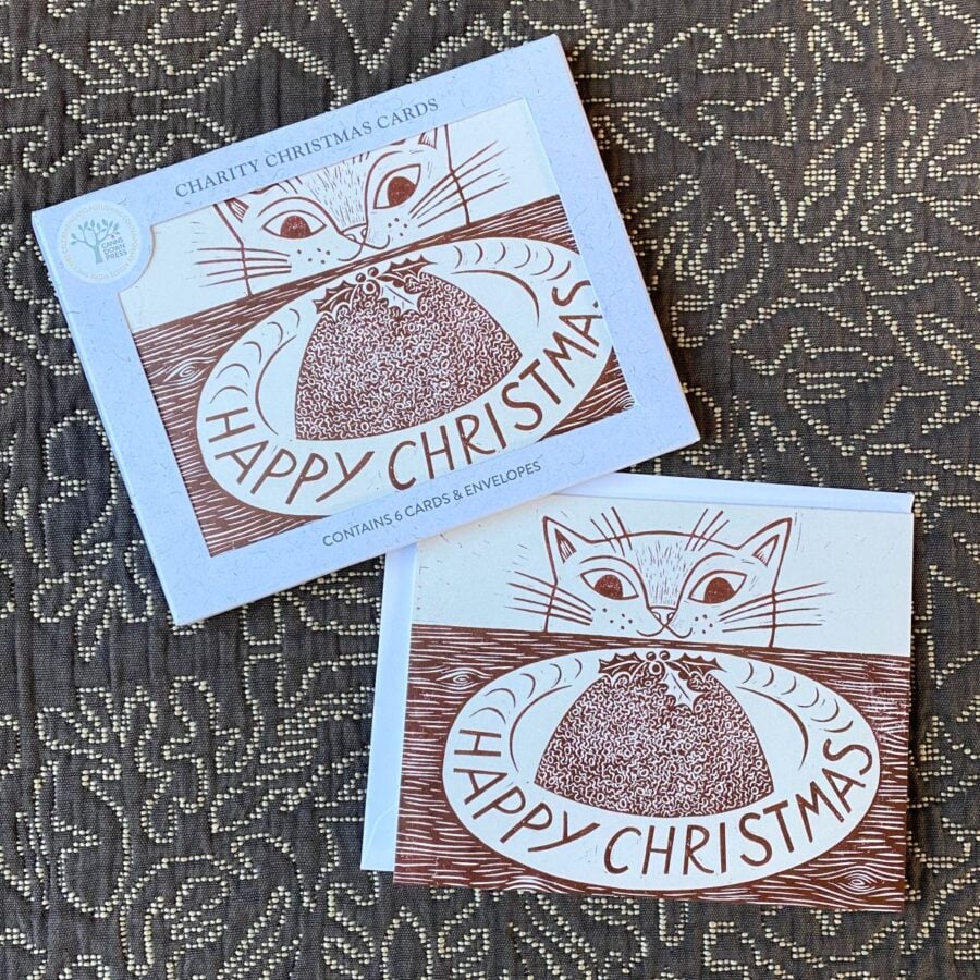 Christmas Card Pack - Christmas Cat - Image 3
