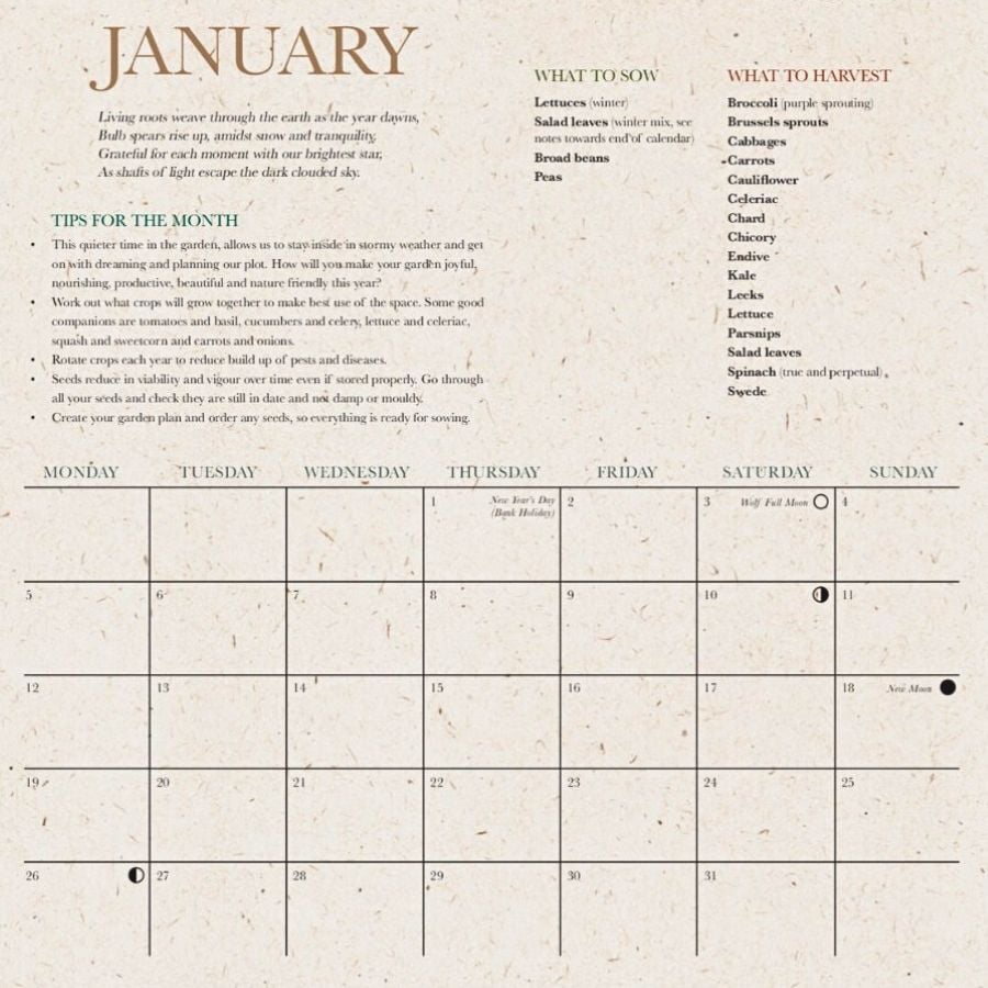 Isla Middleton Growing Year Calendar 2026 Tinsmiths Ledbury