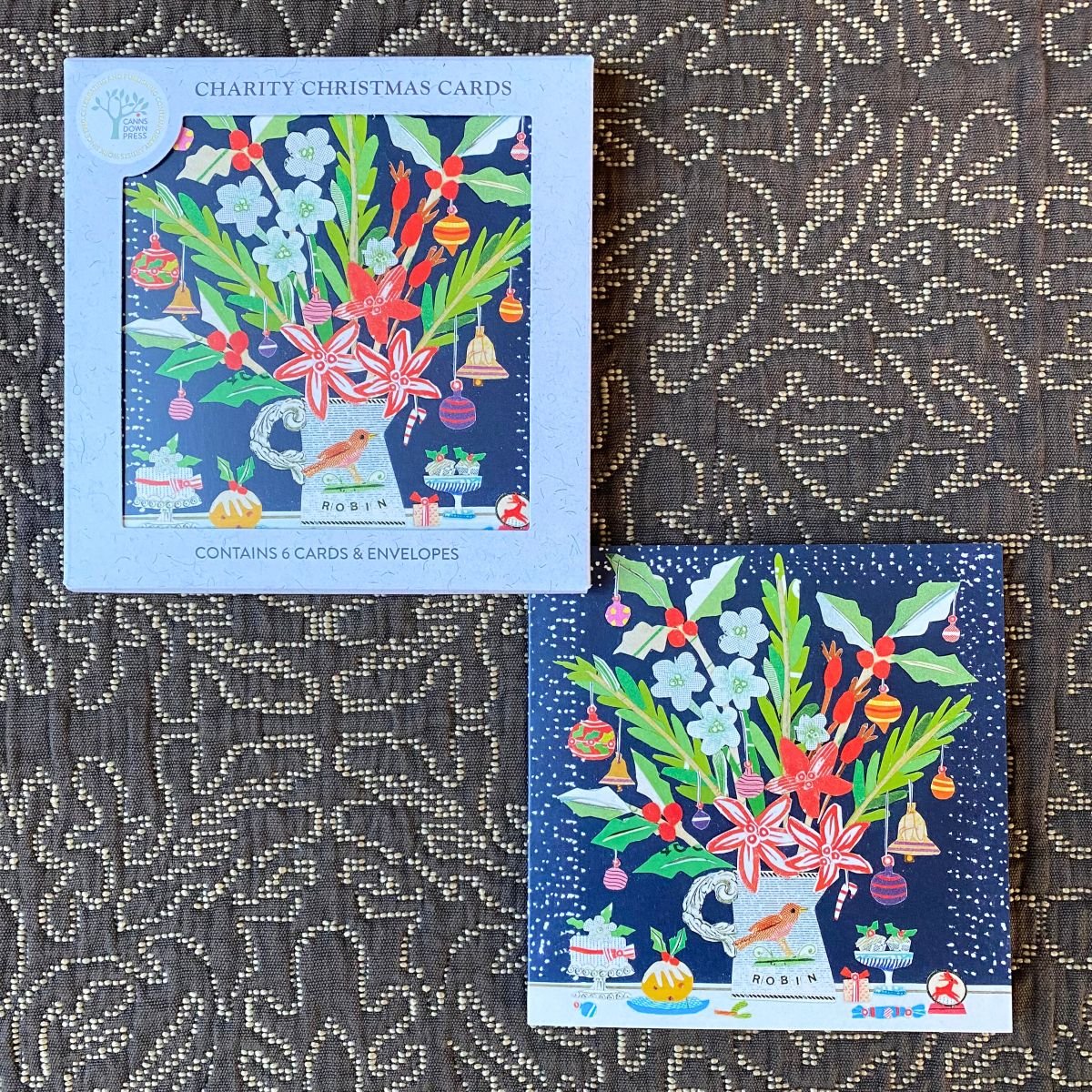 Christmas Card Pack - Robin & Mince Pies - Image 3