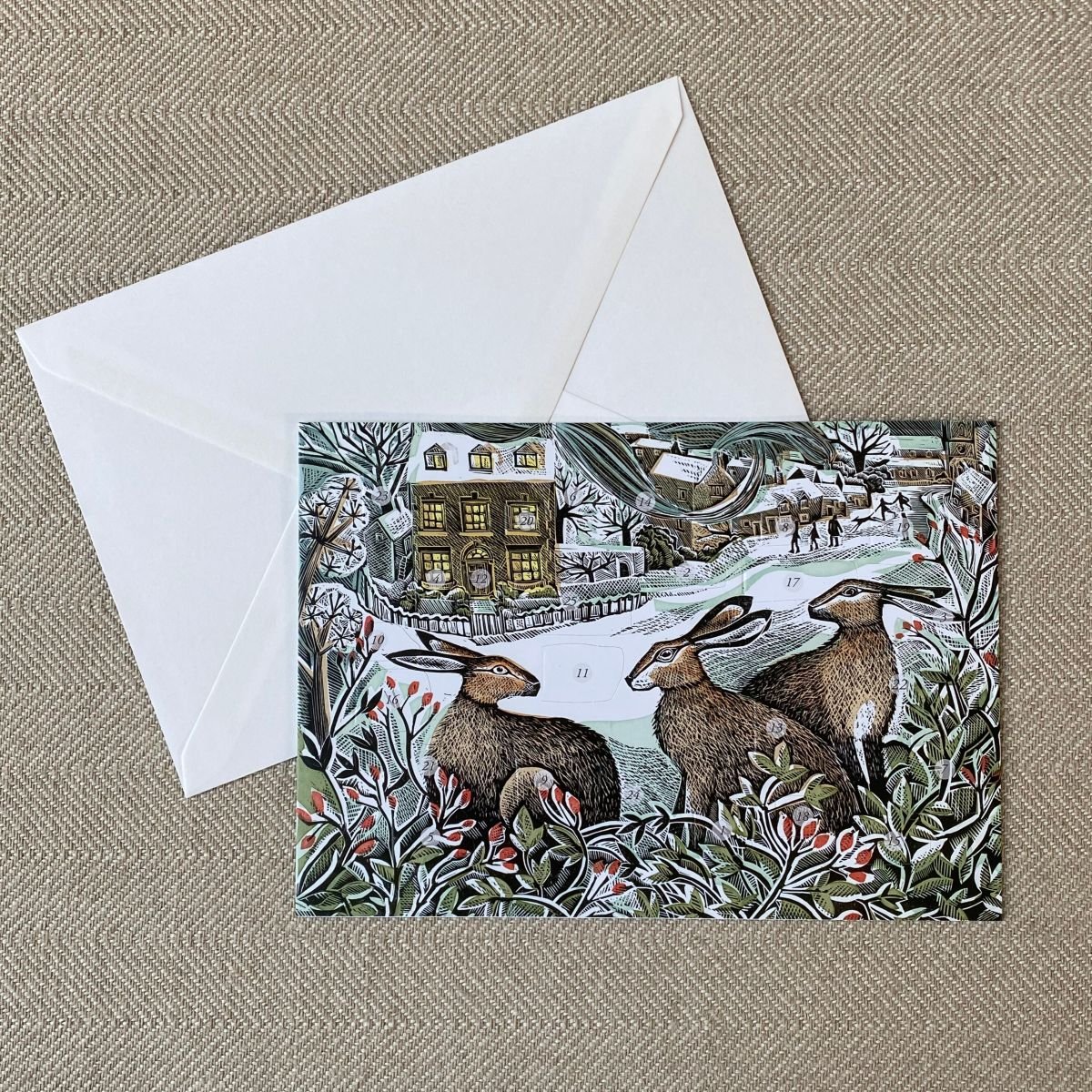 We Three Hares Advent Calendar Card - Image 4