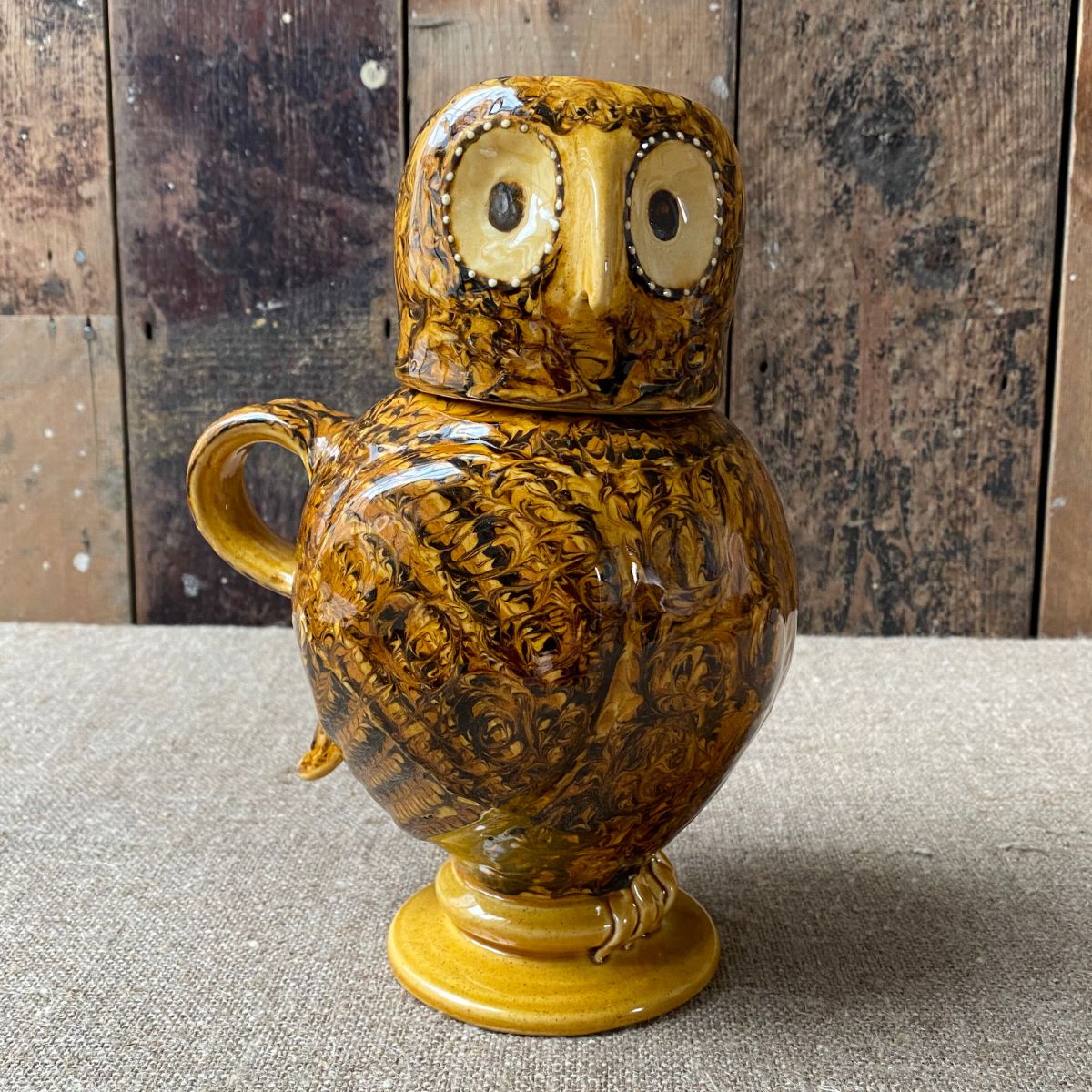 Carole Glover Slipware Ozzy Owl Jug Ceramic Pottery Tinsmiths Ledbury