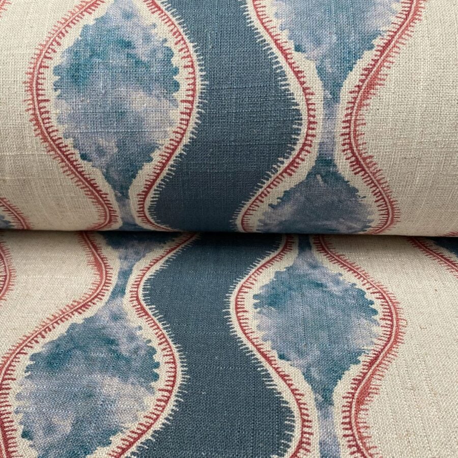 Sissinghurst Stripe Airforce Blue and Strawberry - Image 3