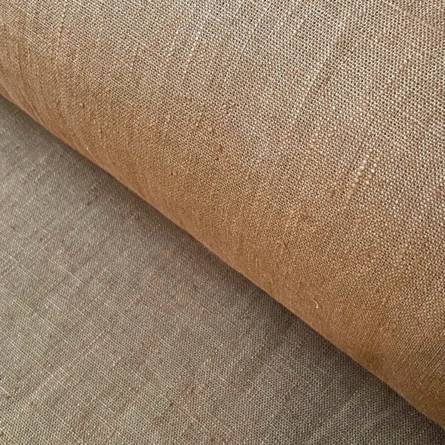 Tinsmiths French Washed Linen Fabric Buckskin Brown