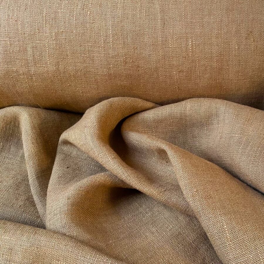 Tinsmiths French Washed Linen Fabric Buckskin Brown