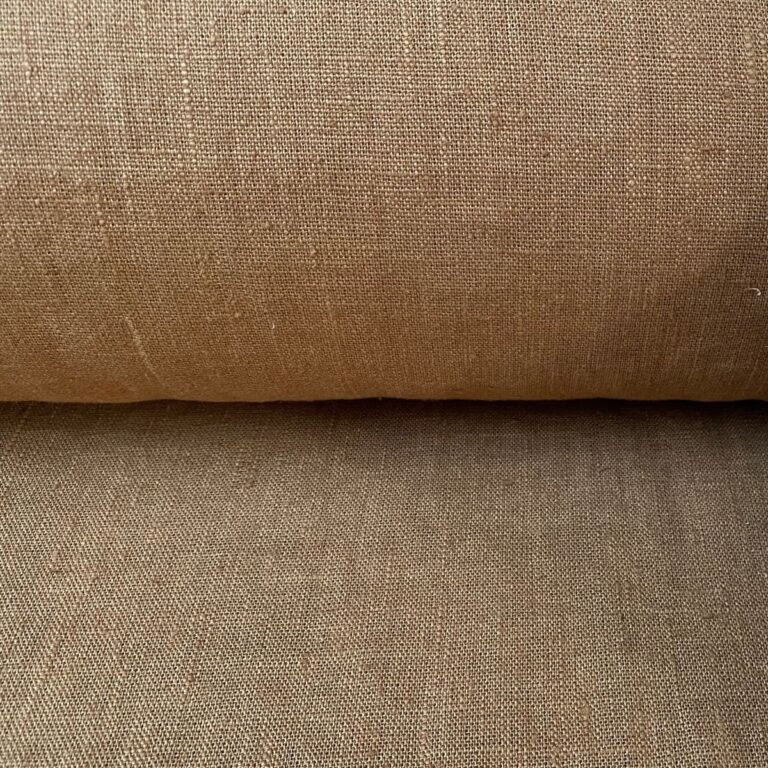 Tinsmiths French Washed Linen Fabric Buckskin Brown
